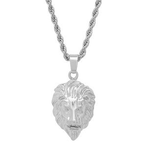 Stainless Steel Lion Face Rope Chain 24 inch Classic Men Dad Boy Biker Necklace